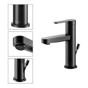 Keuco Mitigeur lavabo monocommande 100 IXMO Flat, bec 109 mm, avec garniture, noir mat-2