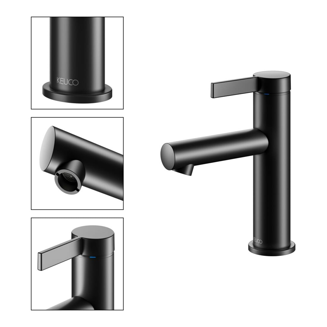 Keuco Mitigeur lavabo monocommande 100 IXMO Pure Sortie 110 mm, sans garniture, noir mat