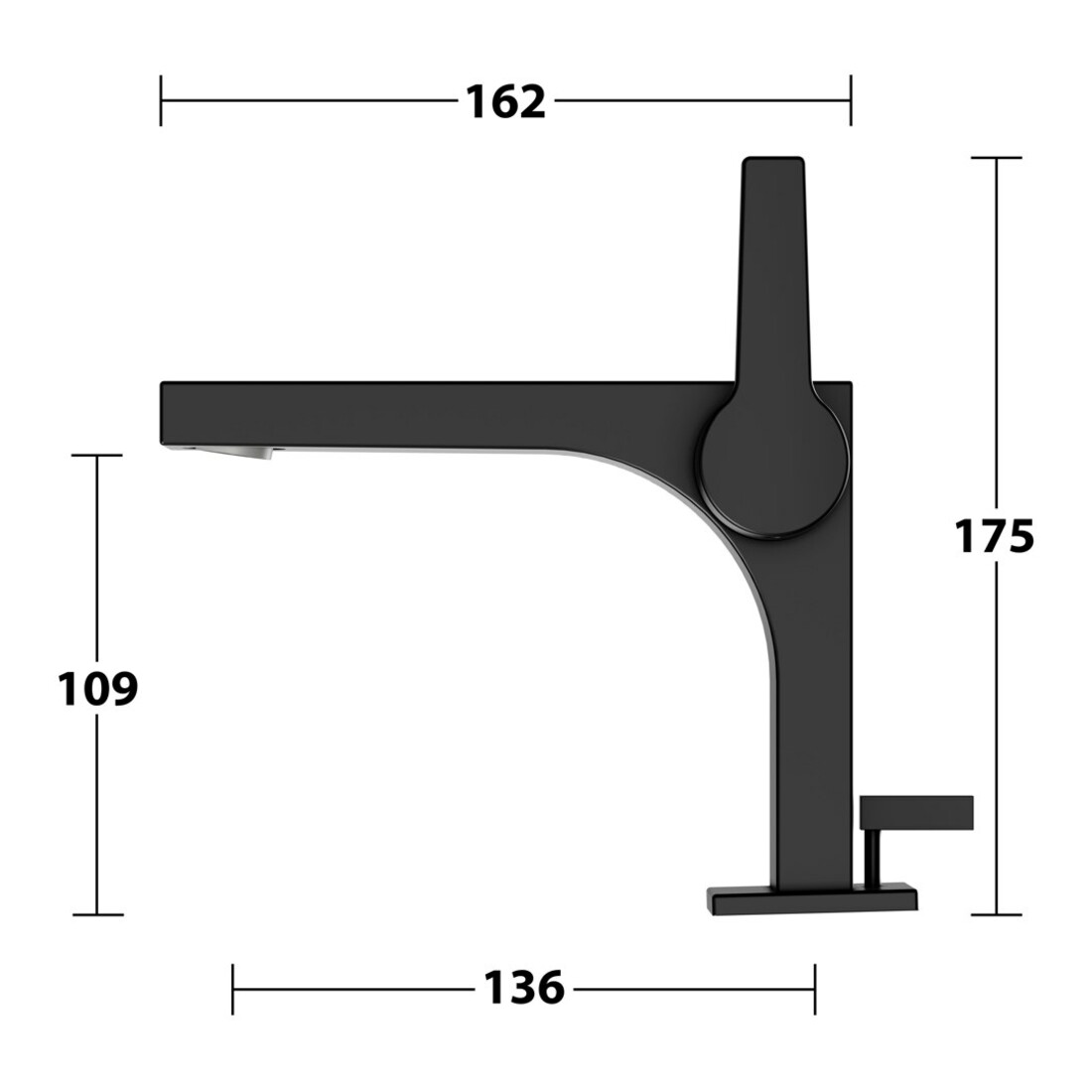 Keuco Mitigeur lavabo monocommande 110 Edition 11 bec 136mm, avec garniture, noir mat