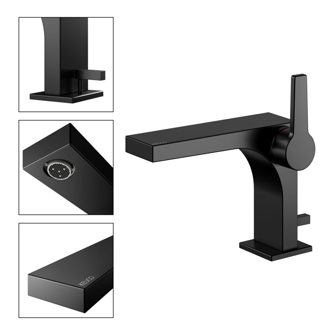 Keuco Mitigeur lavabo monocommande 110 Edition 11 bec 136mm, avec garniture, noir mat