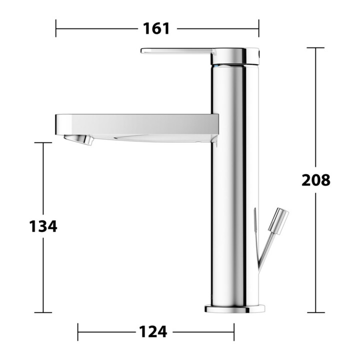Keuco Mitigeur lavabo monocommande 130 IXMO Flat A 124mm, avec garniture vidage, rosace ronde, chromé