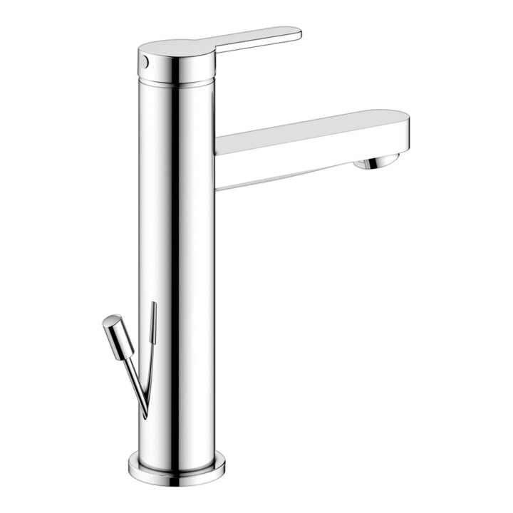 Keuco Mitigeur lavabo monocommande 130 IXMO Flat A 124mm, avec garniture vidage, rosace ronde, chromé