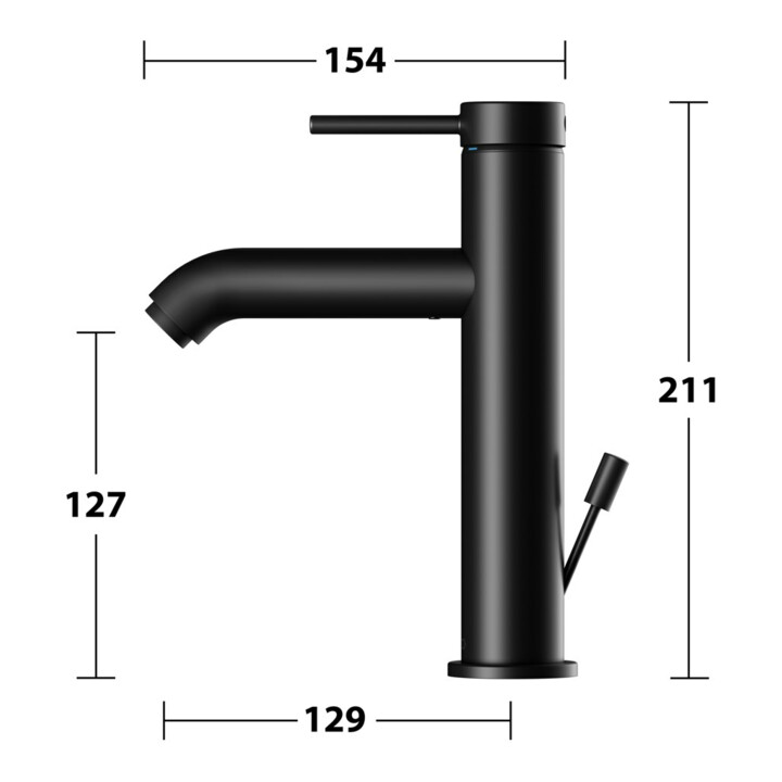 Keuco Mitigeur lavabo monocommande 130 IXMO Soft A 129mm, avec garniture vidage, rosace ronde, noir mat