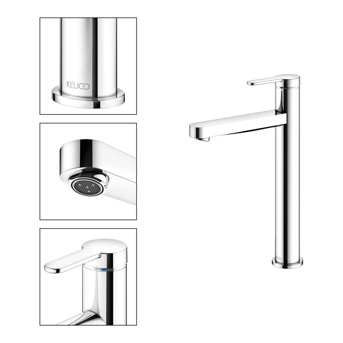 Keuco Mitigeur lavabo monocommande 210 IXMO Flat sortie 159 mm, sans garniture, chromé