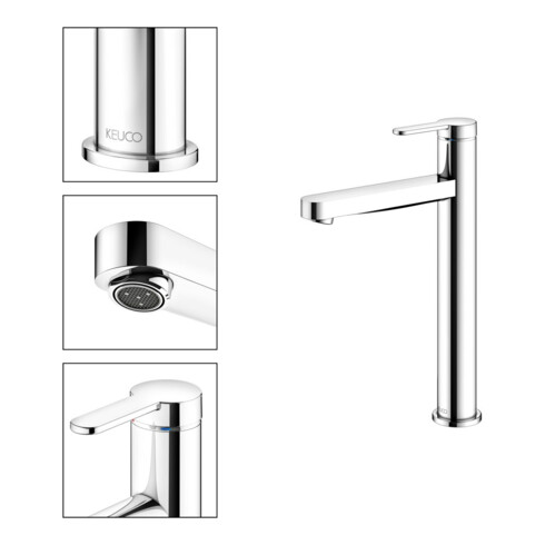 Keuco Mitigeur lavabo monocommande 210 IXMO Flat sortie 159 mm, sans garniture, chromé