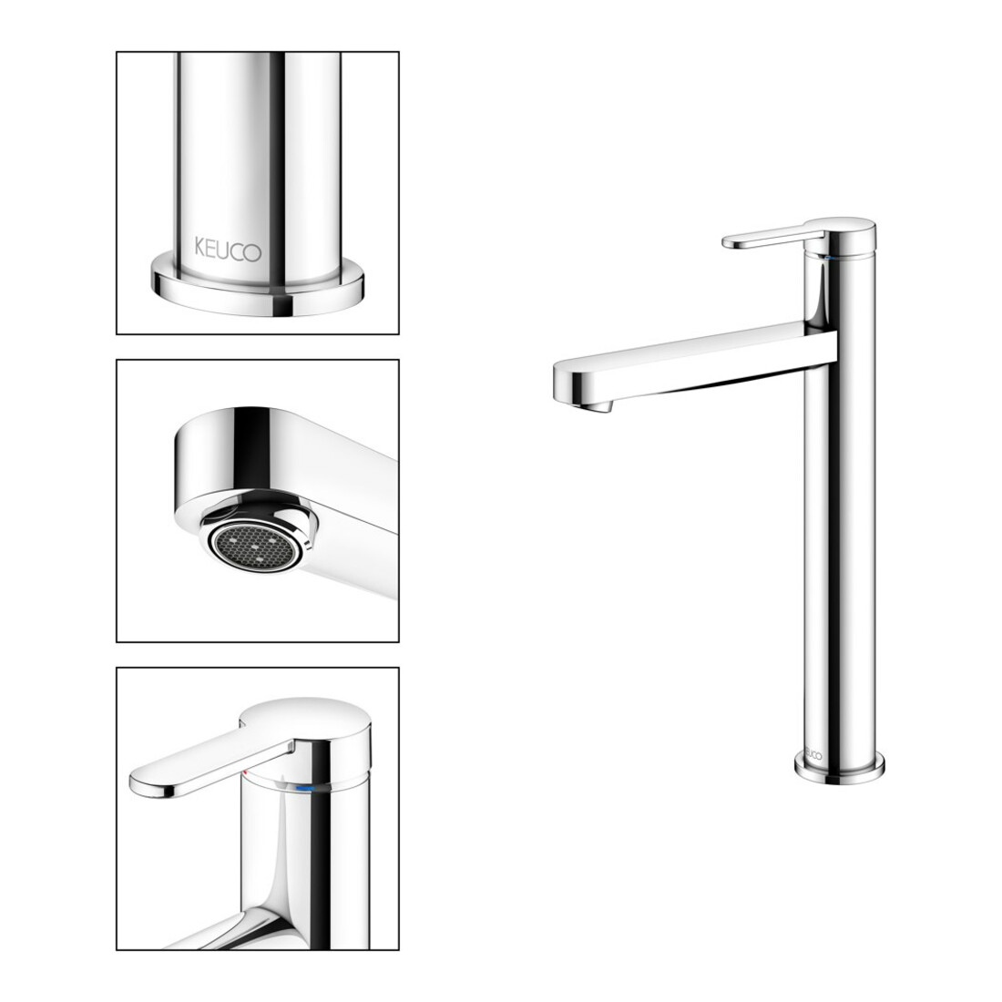 Keuco Mitigeur lavabo monocommande 210 IXMO Flat sortie 159 mm, sans garniture, chromé