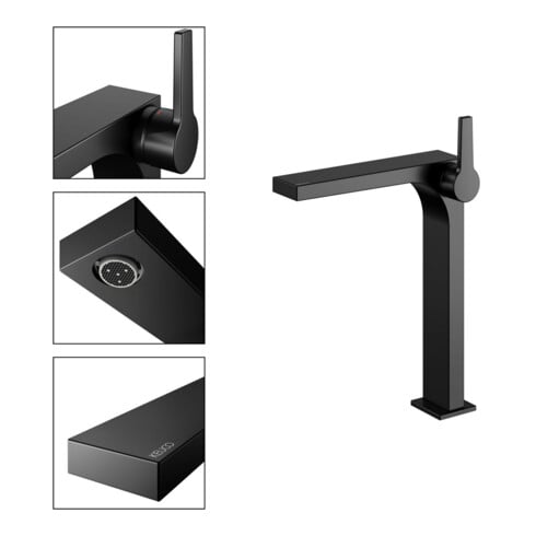Keuco Mitigeur lavabo monocommande 250 Edition 11, bec 180 mm, sans garniture, noir mat