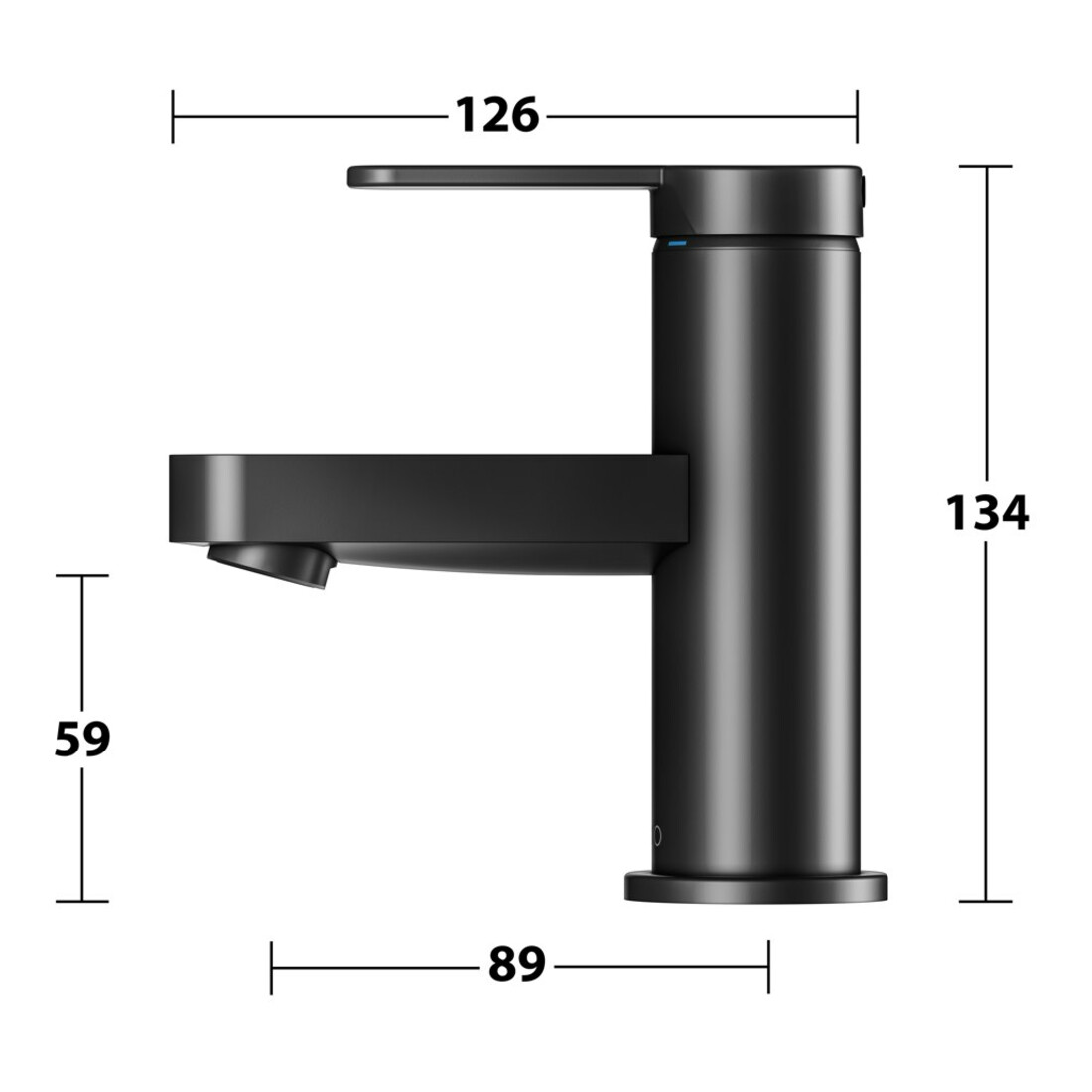 Keuco Mitigeur lavabo monocommande 60 IXMO Flat, bec 89 mm, sans garniture, noir mat