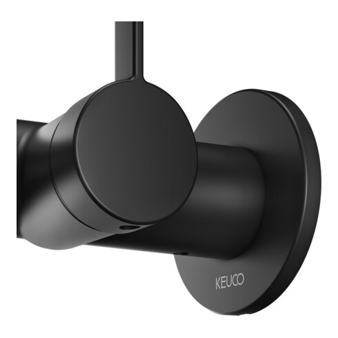 Keuco Mitigeur lavabo monocommande IXMO bec 219mm, noir mat, mural, ros. rond