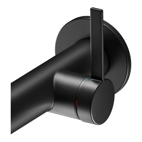 Keuco Mitigeur lavabo monocommande IXMO bec 219mm, noir mat, mural, ros. rond