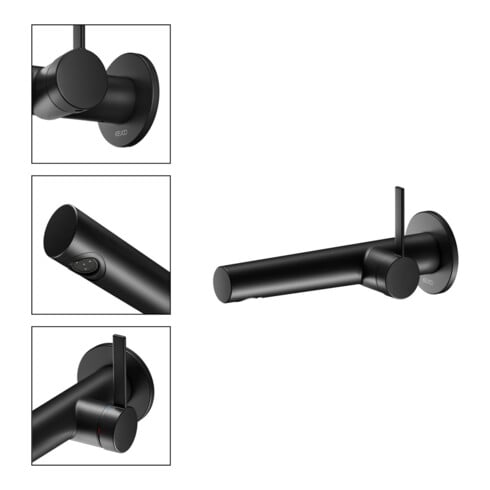 Keuco Mitigeur lavabo monocommande IXMO bec 219mm, noir mat, mural, ros. rond