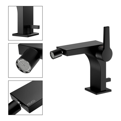 Keuco Mitigeur monocommande bidet Edition 11, bec 139 mm, avec garniture, noir mat