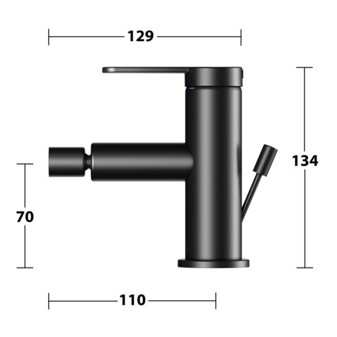 Keuco Mitigeur monocommande bidet IXMO Flat Sortie 110 mm, avec garniture, noir mat