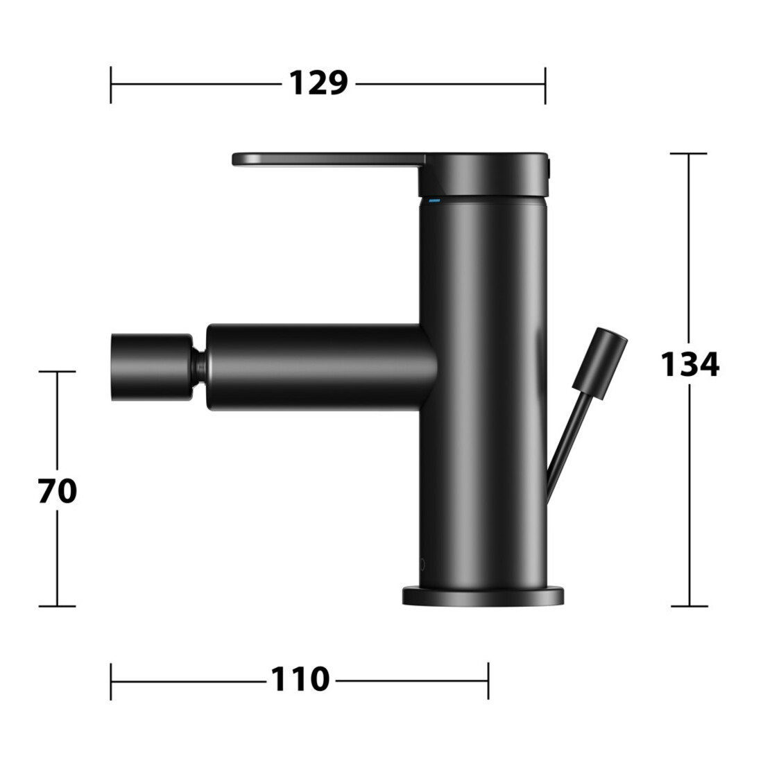 Keuco Mitigeur monocommande bidet IXMO Flat Sortie 110 mm, avec garniture, noir mat