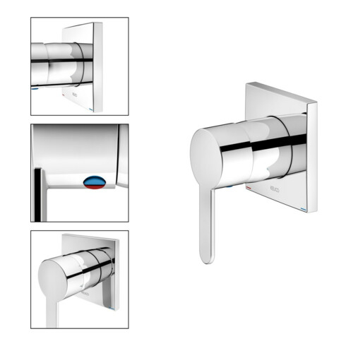 Keuco Mitigeur monocommande encastré DN15 IXMO 59551 avec rosace d'angle/plate chromée