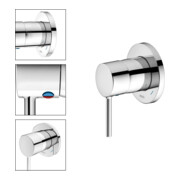 Keuco Mitigeur monocommande encastré DN15 IXMO 59551 avec rosace ronde chromée satinée-4