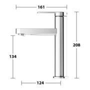 Keuco Mitigeur monocommande lavabo 130 IXMO Flat A 124mm, sans garniture, rosace ronde, chromé-5