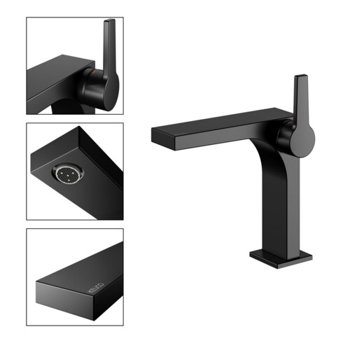 Keuco Mitigeur monocommande lavabo 150 Edition 11, bec 136 mm, sans garniture, noir mat