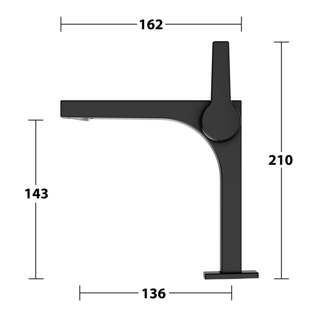 Keuco Mitigeur monocommande lavabo 150 Edition 11, bec 136 mm, sans garniture, noir mat