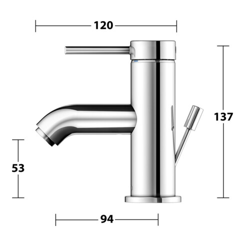 Keuco Mitigeur monocommande lavabo 60 IXMO 59504 avec tirette, rosace chromée r/d