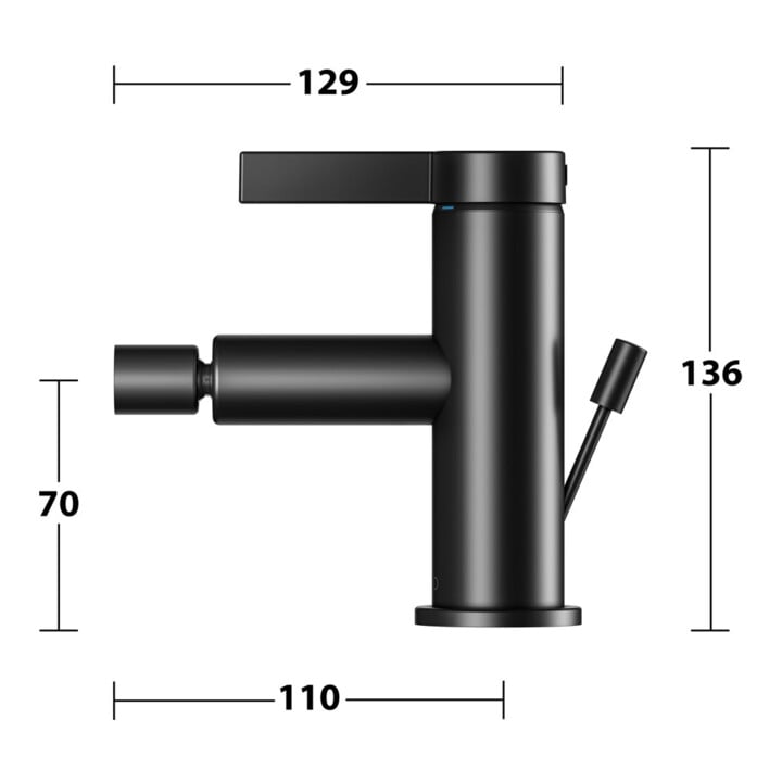 Keuco Mitigeur monocommande pour bidet IXMO 59509 avec tirette Pure, rosace droite/gauche noir