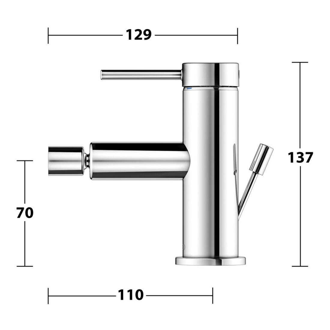 Keuco Mitigeur monocommande pour bidet IXMO 59509 avec vidage doux, rosace chromée droite/gauche