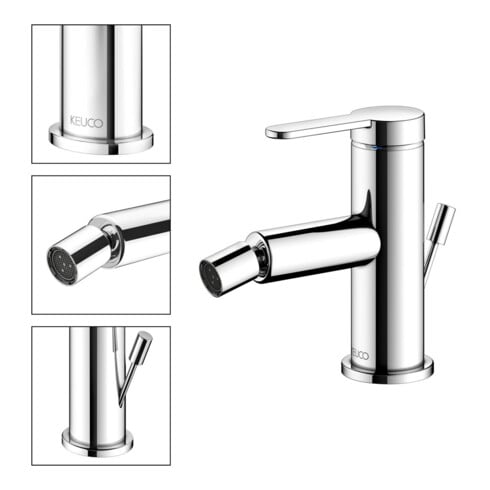 Keuco Mitigeur monocommande pour bidet IXMO 59509 avec vidage plat, rosace chromée droite/gauche