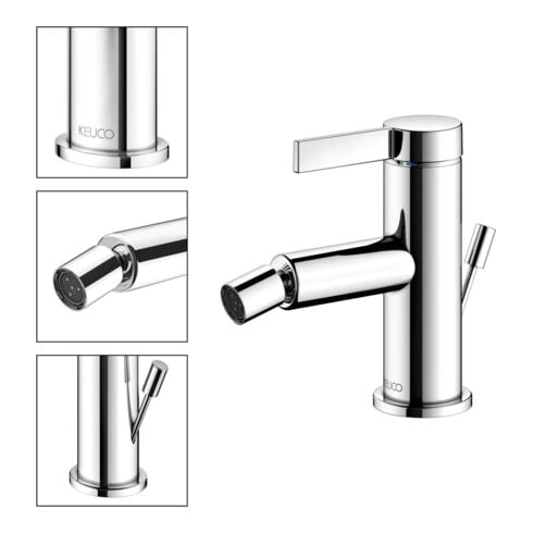 Keuco Mitigeur monocommande pour bidet IXMO 59509 avec vidage Pure, rosace droite/gauche chromée