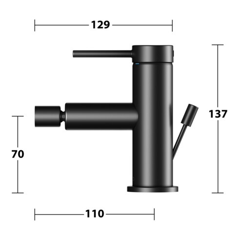 Keuco Mitigeur monocommande pour bidet IXMO 59509 avec vidage, soft, rosace droite/gauche noire