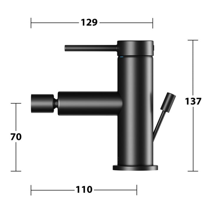 Keuco Mitigeur monocommande pour bidet IXMO 59509 avec vidage, soft, rosace droite/gauche noire