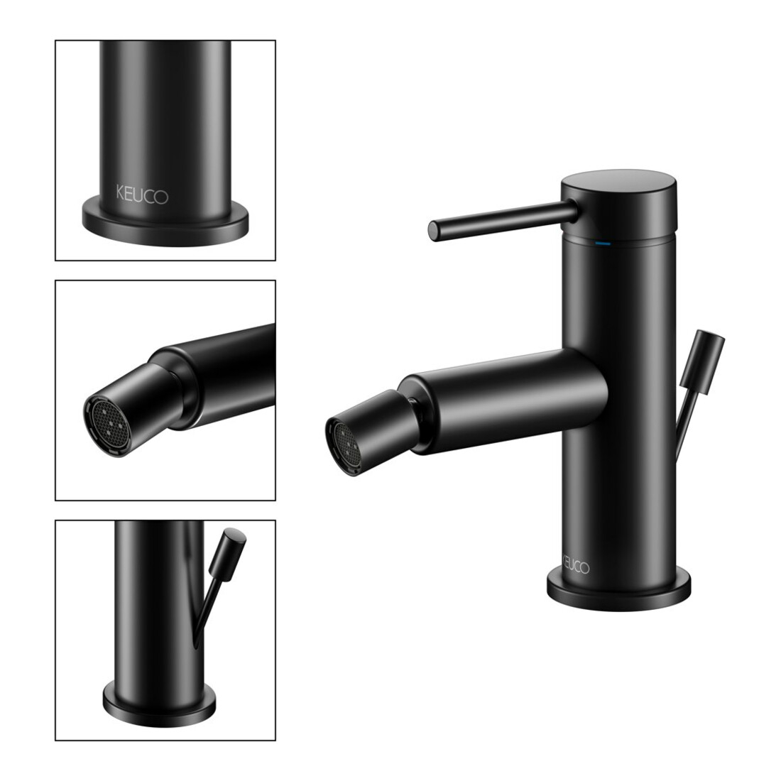 Keuco Mitigeur monocommande pour bidet IXMO 59509 avec vidage, soft, rosace droite/gauche noire
