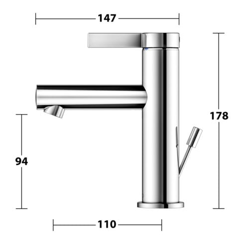 Keuco Mitigeur monocommande pour lavabo 100 IXMO 59502 avec tirette Pure, rosace droite/gauche chromée