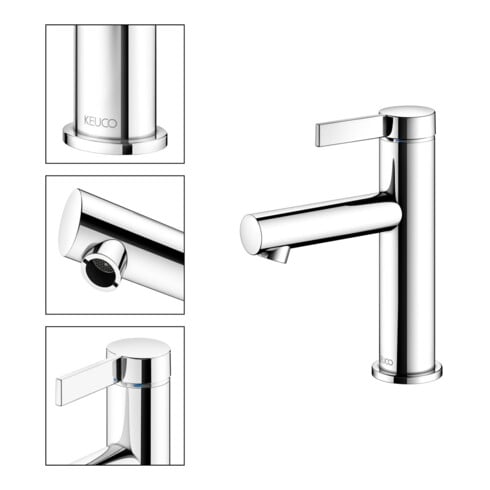 Keuco Mitigeur monocommande pour lavabo 100 IXMO 59502 Pure, rosace r/e chromé