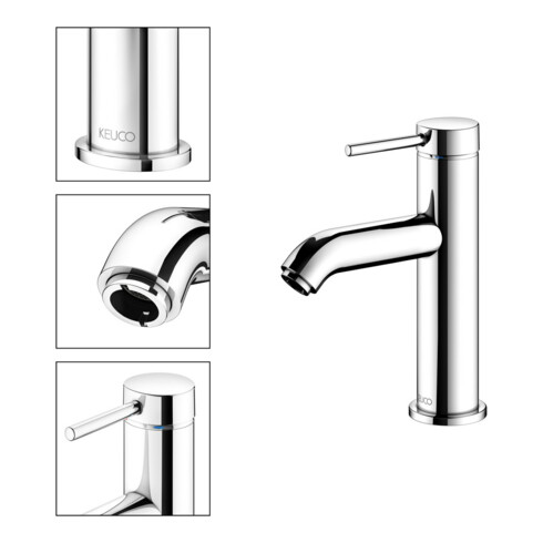 Keuco Mitigeur monocommande pour lavabo 100 IXMO 59502 sans vidage, rosace chromée droite/gauche