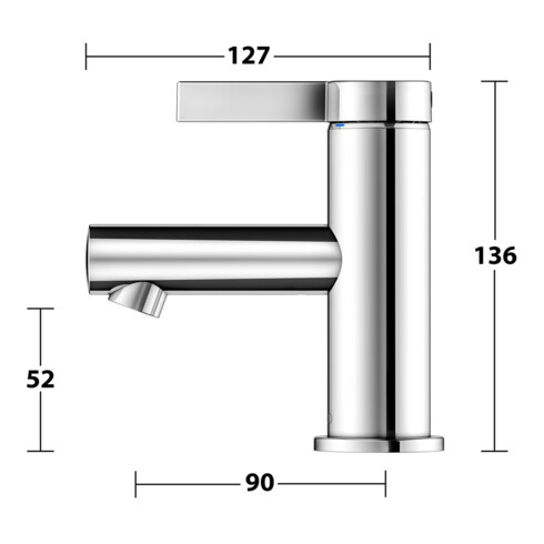Keuco Mitigeur monocommande pour lavabo 60 IXMO 59504 Pure, rosace chromée droite/gauche