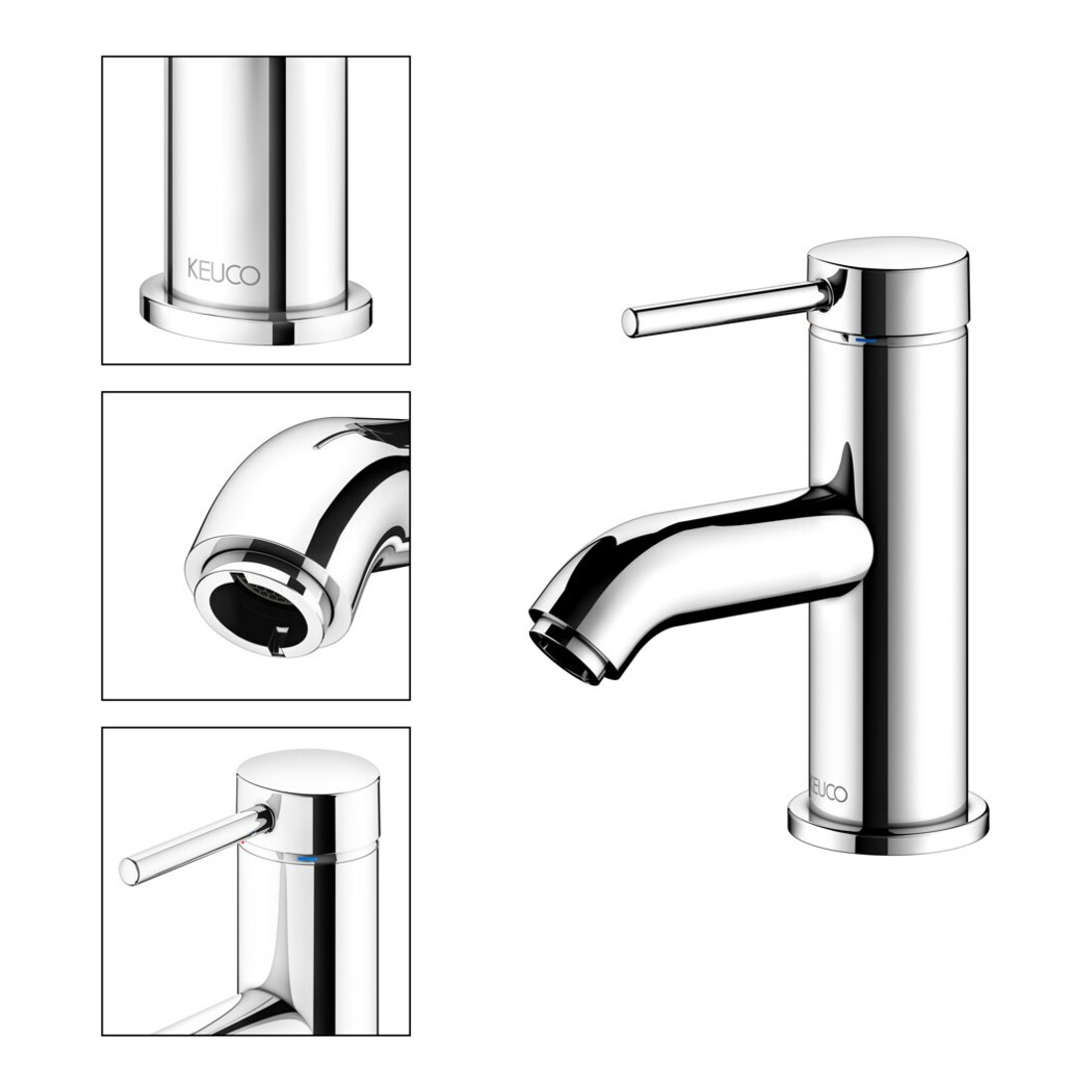 Keuco Mitigeur monocommande pour lavabo 60 IXMO 59504 sans vidage, chrome brillant