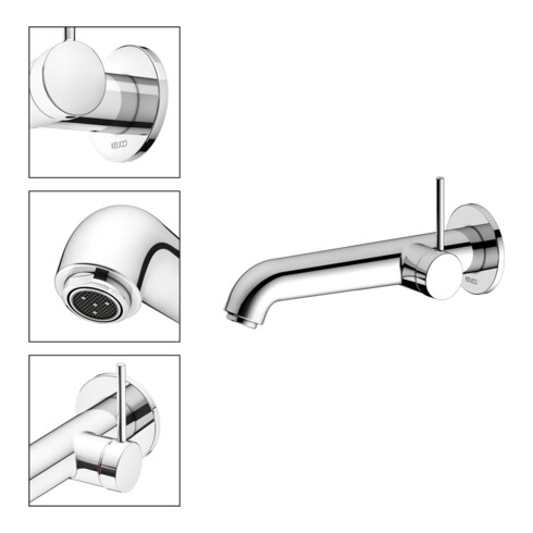 Keuco Mitigeur monocommande pour lavabo encastré UP IXMO 59516 Mural/sortie ronde 225 mm/chromé doux