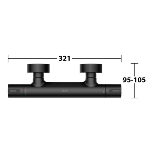 Keuco Mitigeur thermostatique douche Plan blue AP, noir mat
