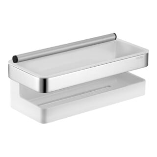 Keuco Panier de douche Moll 3 pcs, avec raclette en verre, chromé/blanc