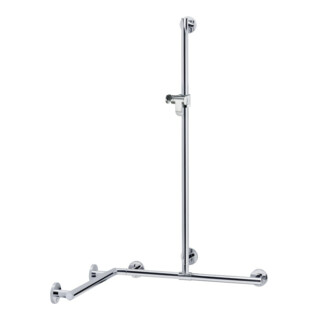 Keuco Plan Care barre de douche avec support, droite/gauche, 1097x1097mm, chromé