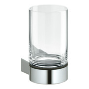 Keuco Plan m Porte-verre verre trempé et porte-serviettes, alu argenté anodisé