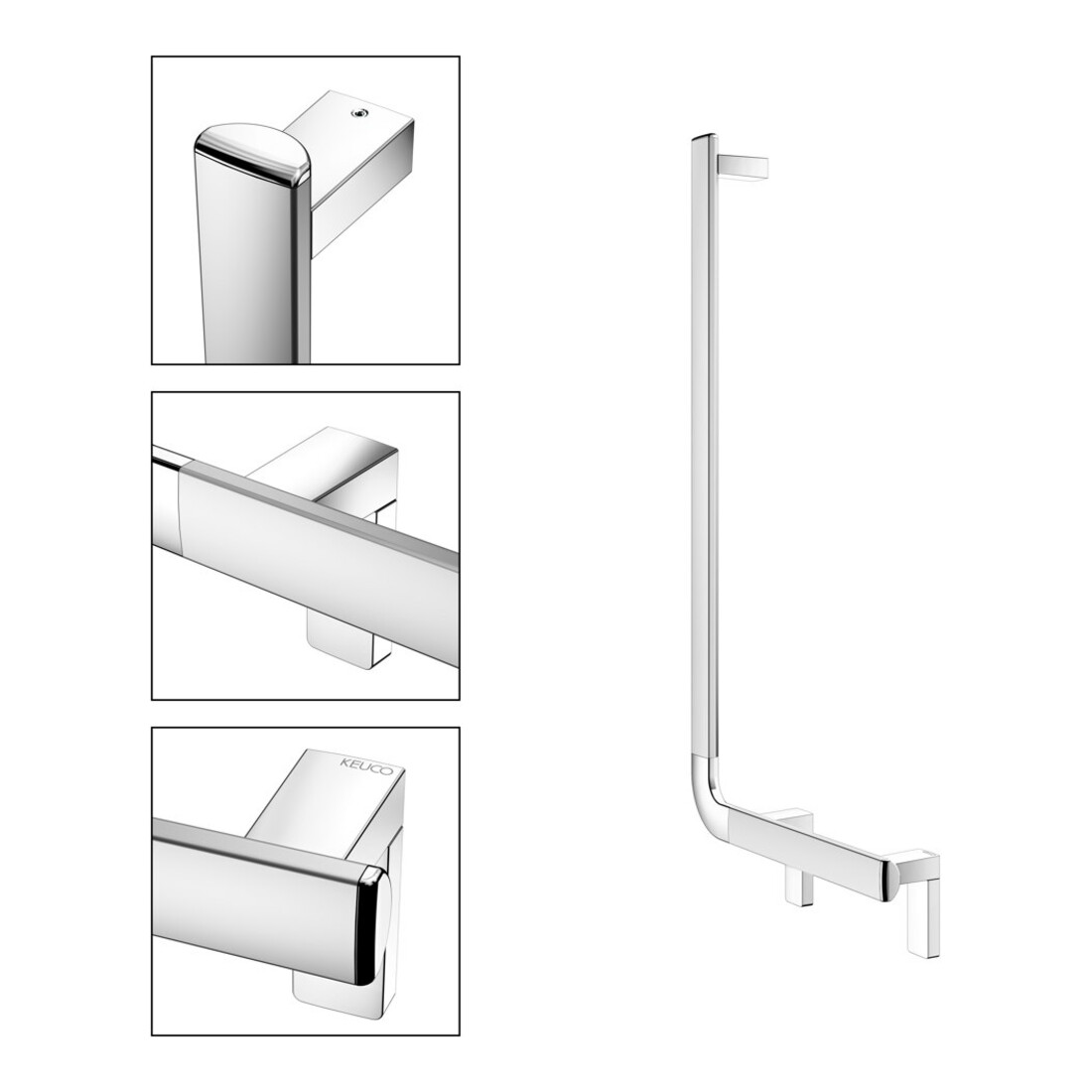 Keuco Poignée d’angle AXESS 90°, gauche, 381x851 mm, alu argenté anodisé/vc