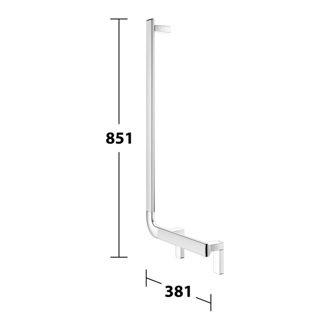 Keuco Poignée d’angle AXESS 90°, gauche, 381x851 mm, alu argenté anodisé/vc