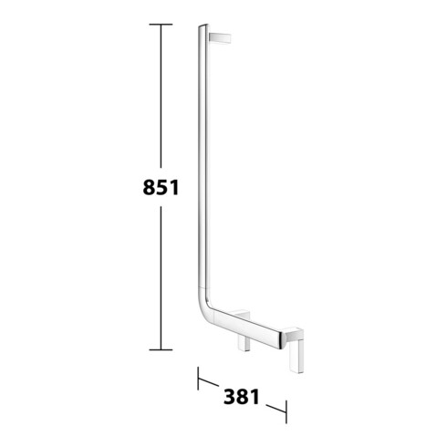 Keuco Poignée d'angle AXESS 90°, gauche, 381x851mm, chromé