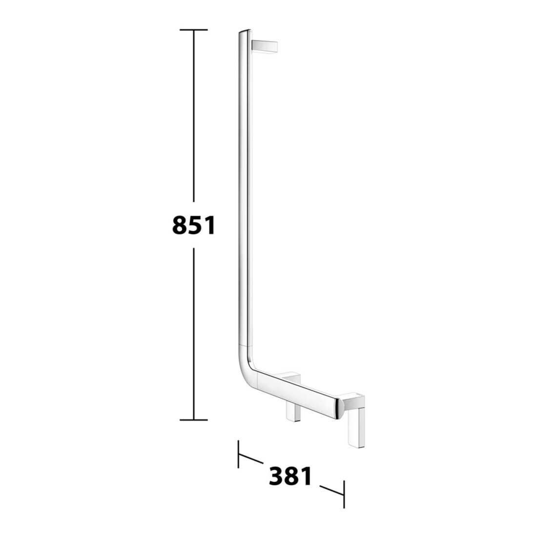 Keuco Poignée d'angle AXESS 90°, gauche, 381x851mm, chromé