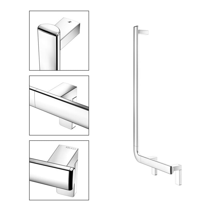 Keuco Poignée d'angle AXESS 90°, gauche, 381x851mm, chromé