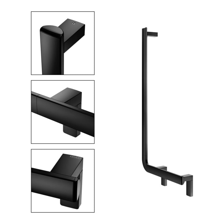 Keuco Poignée d'angle AXESS 90°, gauche, 381x851mm, noir mat