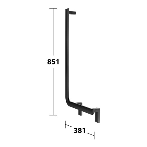 Keuco Poignée d'angle AXESS 90°, gauche, 381x851mm, noir mat