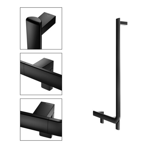 Keuco Poignée d'angle AXESS 90°, gauche, chromée, 381x851mm, noir mat