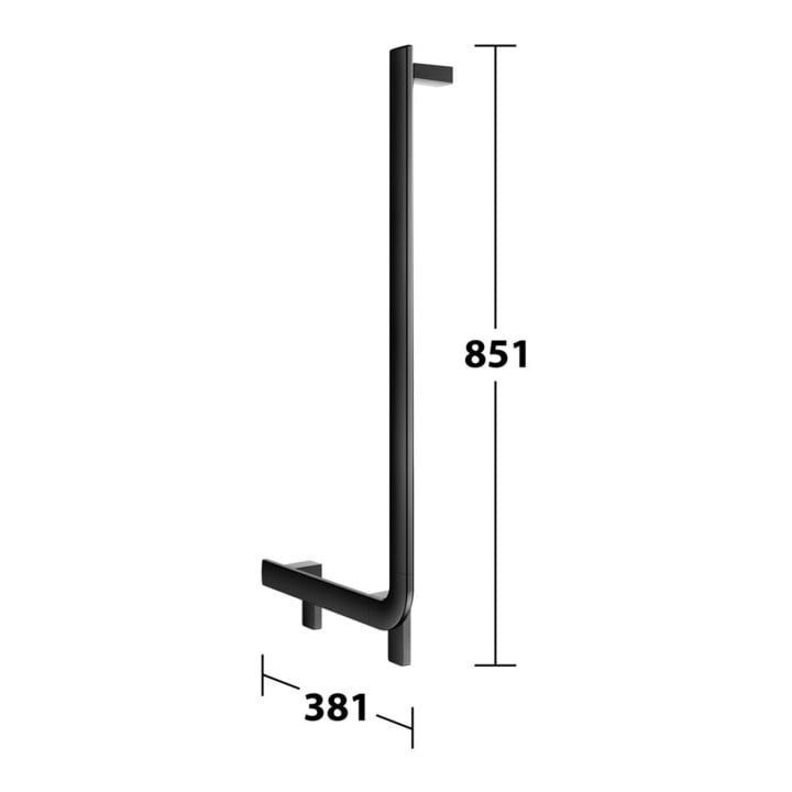 Keuco Poignée d'angle AXESS 90°, gauche, chromée, 381x851mm, noir mat